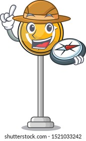 Explorer roundabout ahead cartoon shape with mascot