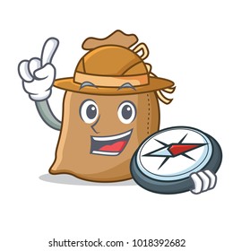 Explorer sack mascot cartoon style
