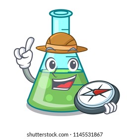 Explorer science beaker mascot cartoon