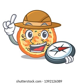 Explorer seafood pizza in the mascot shape