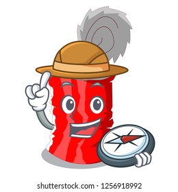 Explorer set of metallic tin can cartoon