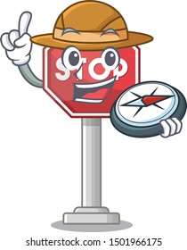 Explorer sign stop with the mascot shape