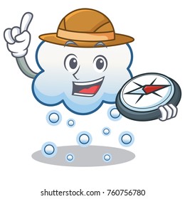 Explorer snow cloud character cartoon vector illustration