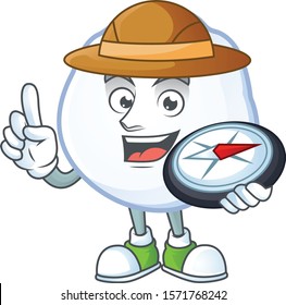Explorer snowball cartoon character holding a compass