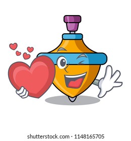 Explorer spinning top mascot cartoon