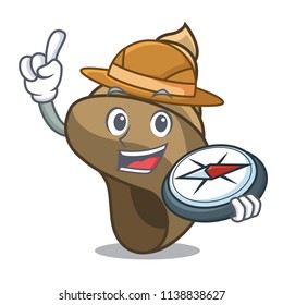 Explorer spiral shell mascot cartoon