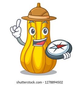 Explorer squash fruit in cartoon wooden box
