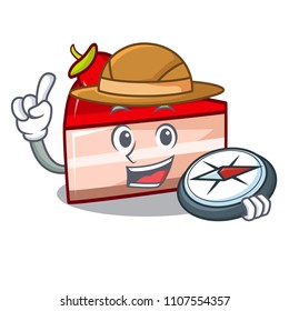 Explorer strawberry cake mascot cartoon