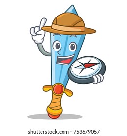 Explorer sword character cartoon style vector illustration