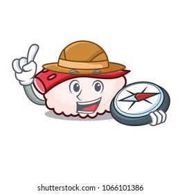 Explorer tako sushi mascot cartoon