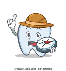 Explorer tooth character cartoon style