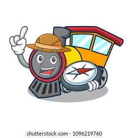 Explorer train mascot cartoon style