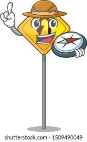 Explorer u turn sign with a mascot