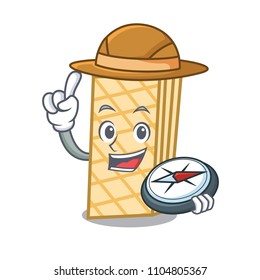 Explorer waffle mascot cartoon style