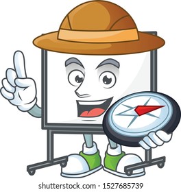 Explorer white board cartoon character with mascot