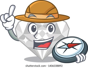 Explorer white diamond isolated in the cartoon