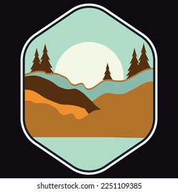 Explorador, Wilderness, Aventura, Emblem Parche Etiqueta De Cartón Vector Ilustración Etiqueta De La Marca De Vintage Retro Y Diseño De Camisetas 
