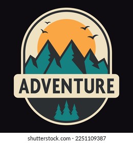 Explorer, Wilderness, Adventure, Emblem Patch Logo Poster Label Vector Illustration Retro Vintage Badge Sticker And T-shirt Design 

