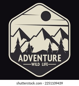 Explorer, Wilderness, Adventure, Emblem Patch Logo Poster Label Vector Illustration Retro Vintage Badge Sticker And T-shirt Design 
