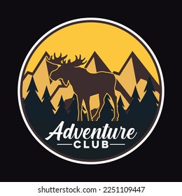 Explorer, Wilderness, Adventure, Emblem Patch Logo Poster Label Vector Illustration Retro Vintage Badge Sticker And T-shirt Design 
