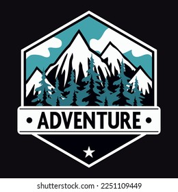 Explorer, Wilderness, Adventure, Emblem Patch Logo Poster Label Vector Illustration Retro Vintage Badge Sticker And T-shirt Design 

