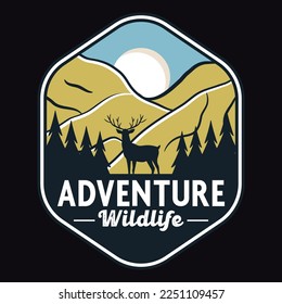 Explorer, Wilderness, Adventure, Emblem Patch Logo Poster Label Vector Illustration Retro Vintage Badge Sticker And T-shirt Design 
