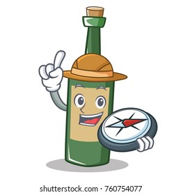 Explorer wine bottle character cartoon