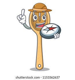 Explorer wooden fork mascot cartoon