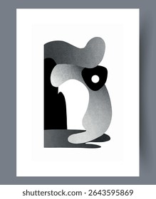 Exploring Abstract Monochrome Shapes within a Dynamic Composition of Art Elements and Design