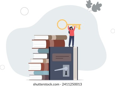 Exploring books and open education door to new knowledge.Reading hobby and relaxation with literature .flat vector illustration.