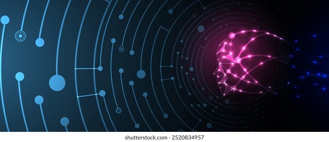 Exploring the boundless potential of artificial intelligence in the digital age of technology. Vector handmade art