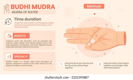 Exploring the Budhi Mudra Benefits, Characteristics and Method -Vector illustration design