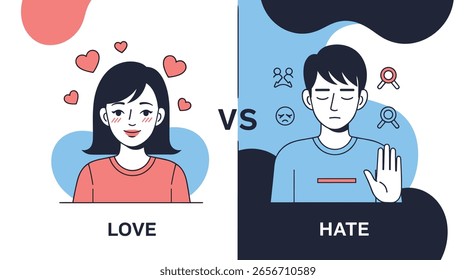 Explorando o contraste entre o profundo afeto e a intensa antipatia pelas forças opostas do amor versus ódio