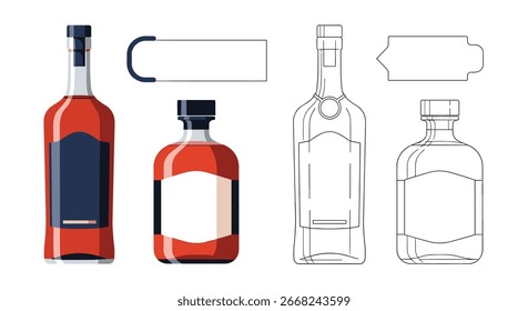 Explorando o Ofício de Espíritos Destilados Apresentando Vários Projetos de Garrafa e Possibilidades de Rotulagem