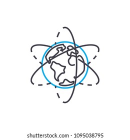 Exploring geography linear icon concept. Exploring geography line vector sign, symbol, illustration.