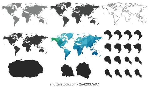 Exploring Global Geography Diversity A Collection of World Maps and Continents