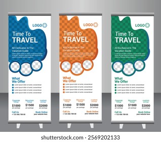 Exploring Globe and Travel Banner, standing Rollup Banner design template