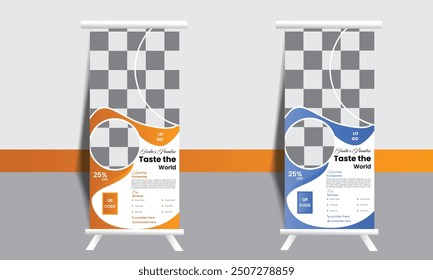 Exploring the globe and travel rollup banner design