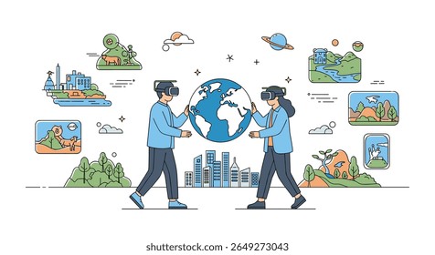 Exploring Immersive Virtual Reality Worlds and Futuristic Digital Landscapes Connecting People to Global Experiences