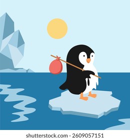 Exploring the polar circle penguin illustration