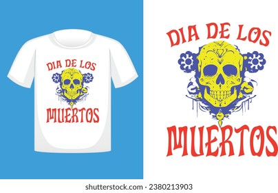 Exploring the Unique Skull Head Tee of Día De Los Muertos T-shirt design