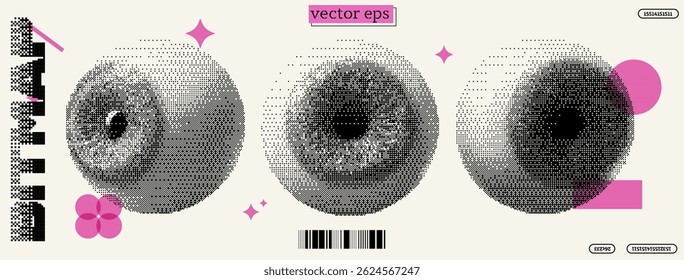 Exploring the vibrant world of bitmap art, blending pixel aesthetics with y2k influences and dadaist elements in an expressive digital banner design