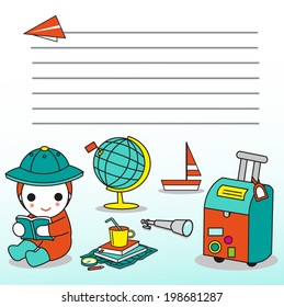 Exploring the world of kids letter paper illustration set