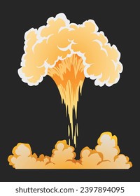 Efecto de animación de explosión para el juego. Explosión al estilo de las caricaturas. Bomba o explosión. Ilustración aislada del vector
