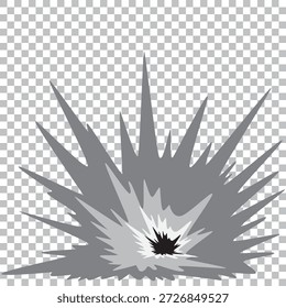 Efecto de animación de explosión para el juego. Explosión de explosión en estilo de dibujos animados. Bombardea o golpea. Vector aislado ilustración