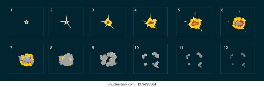 Animation Game Explosion Effect Blast Explosion Stock Vector (Royalty ...