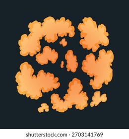 Animación de explosión. Animación para el juego del efecto de explosión. Animación de dibujos animados para el juego. Efecto de explosión. Ilustración vectorial dibujada a mano