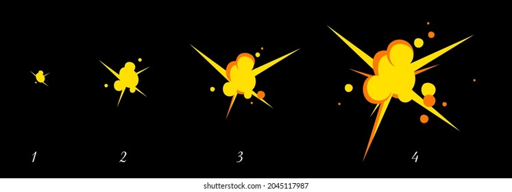 Explosion animation. Storyboard. Elements for games