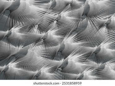 Explosion backdrop in gray tonality for interiors or covers. Abstract background like a gulls in flight for business concepts, fashion trends, posters, wallpapers, fabric products, prints and textiles