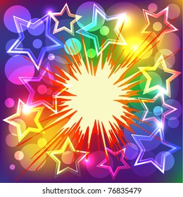 Explosion background with many stars. Vector illustration.